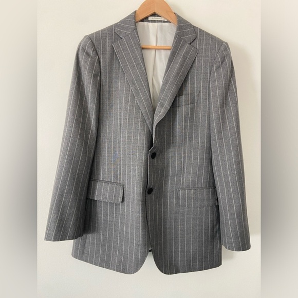 Suitsupply Jacket Blazer Suit Lazio Slim Fit Gray StripeWool Size Eu 50 UK/US 40 - Picture 1 of 16